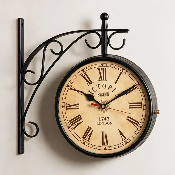 Black_Metal_Railway_Clock_For_Home_&_Decor