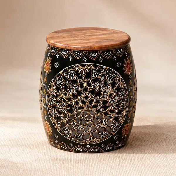 Black_Wood_Decorative_Stool_Set_For_Home_&_Decor
