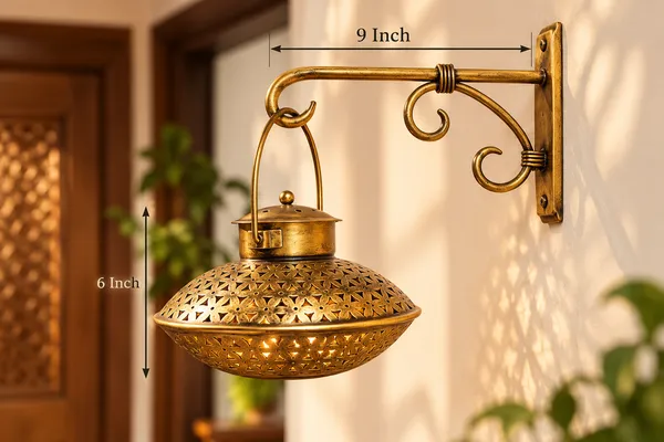 Antique_Gold_Metal_Hanging_Lantern_with_Decorative_Wall_Bracket