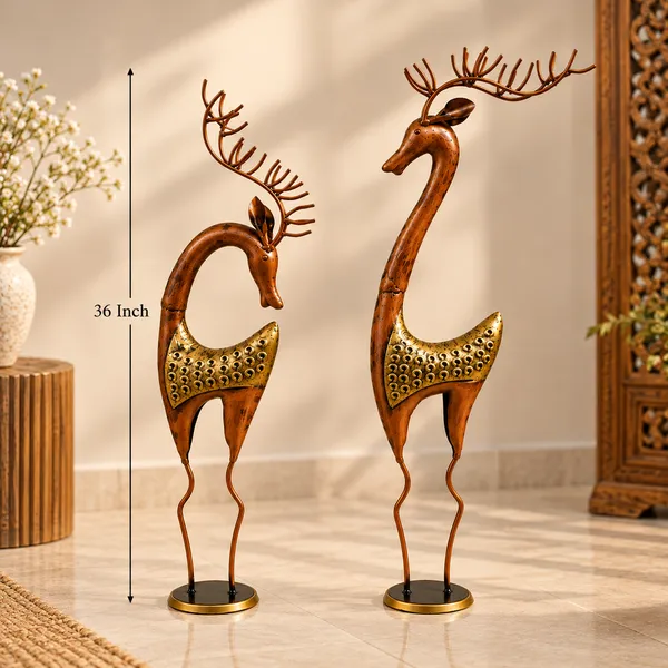 Antique_Gold_&_Copper_Wood_Deer_Sculpture_For_Home_&_Decor