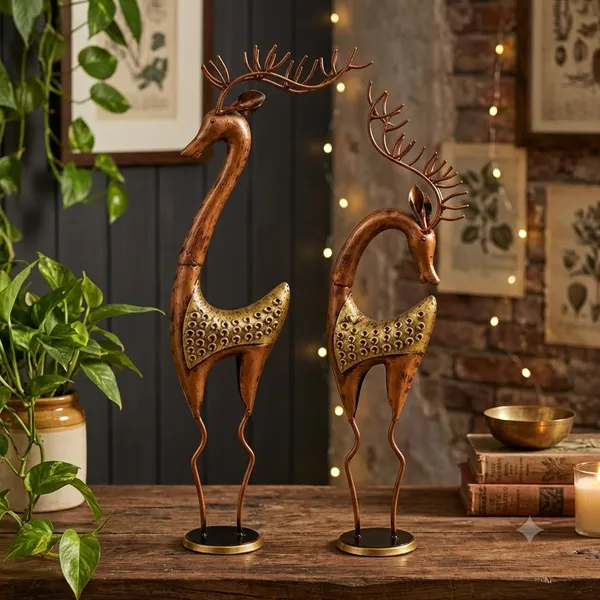 Antique_Gold_&_Copper_Wood_Deer_Sculpture_For_Home_&_Decor