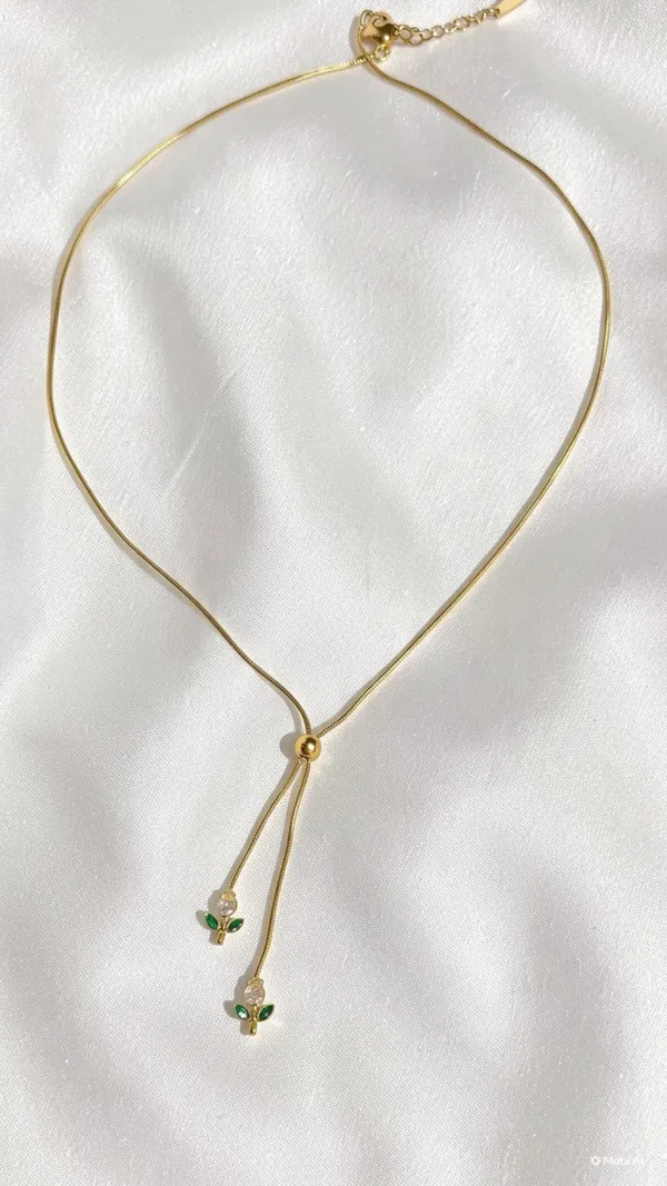 Double_Chain_Tulip_Necklace_Pink_And_Green
