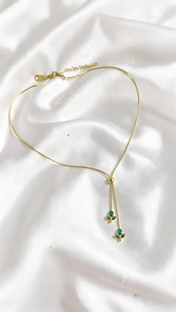 Double_Chain_Tulip_Necklace_Green