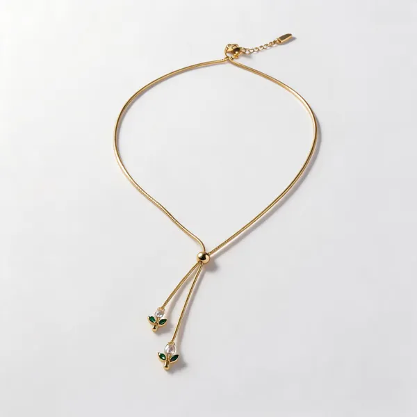 Double_Chain_Tulip_Necklace_Pink_And_Green