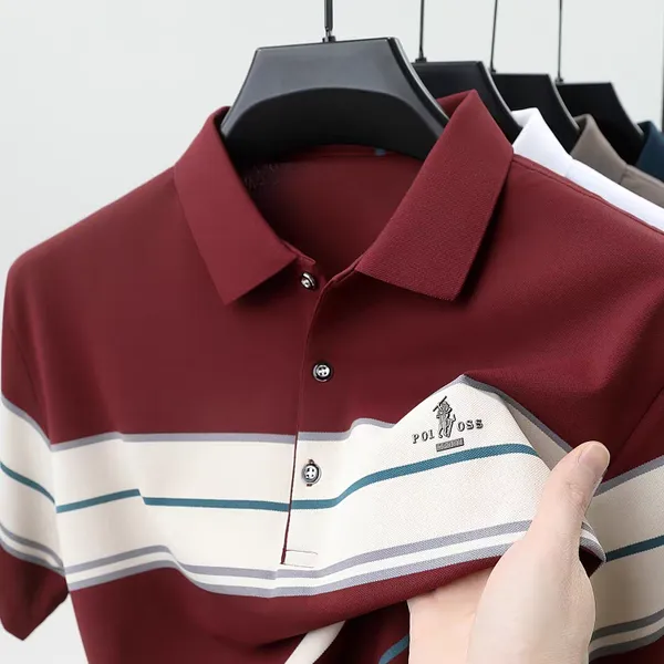 Twilight_Horizon_Stripe_Polo_T_Shirt_Red