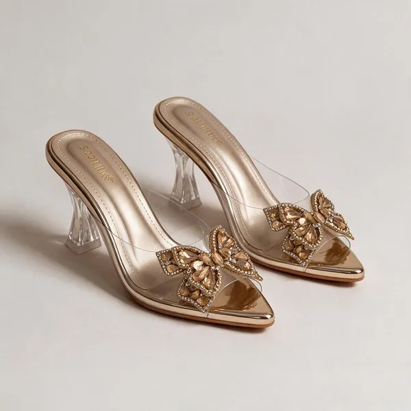 Gold_Mesh_Micro-Sequin_Floral_Block_Heel_Sandal_For_Women