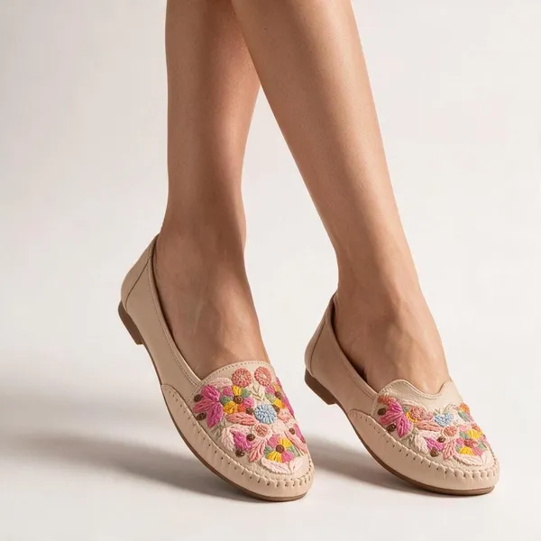 Beige_Synthetic_Slip-On_Floral_Embellished_Ballerina_Flats_For_Women