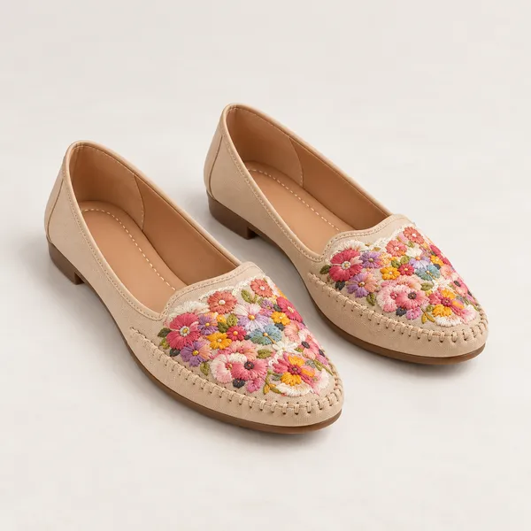Beige_Synthetic_Slip-On_Floral_Embellished_Ballerina_Flats_For_Women