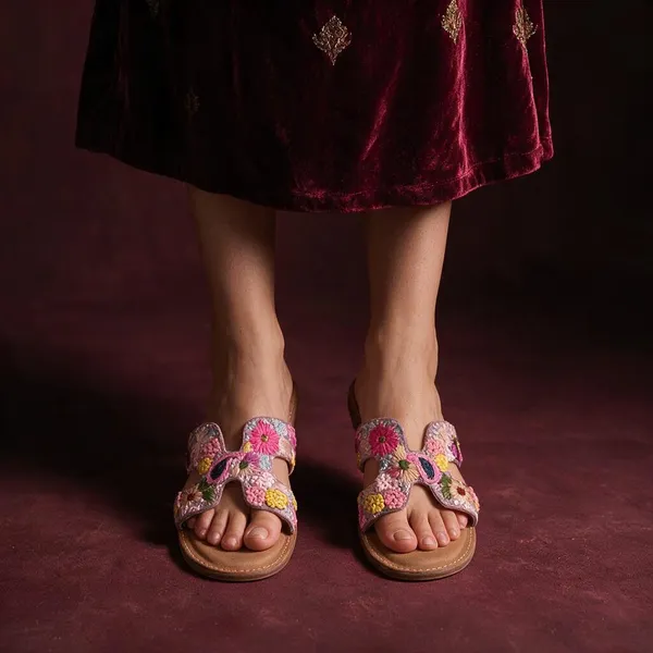 Multicolour_Synthetic_Slip-On_Embroidered_Flat_Sandals_For_Women