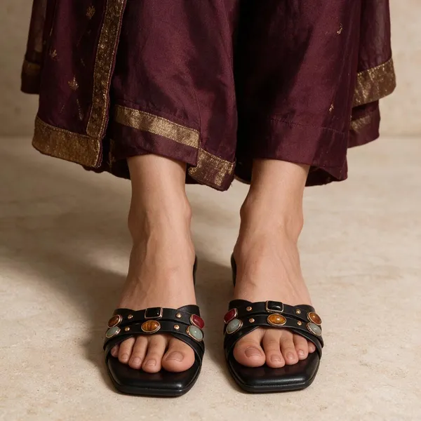 Black_Synthetic_Slip-On_Stone_Embellished_Flat_Sandals_For_Women