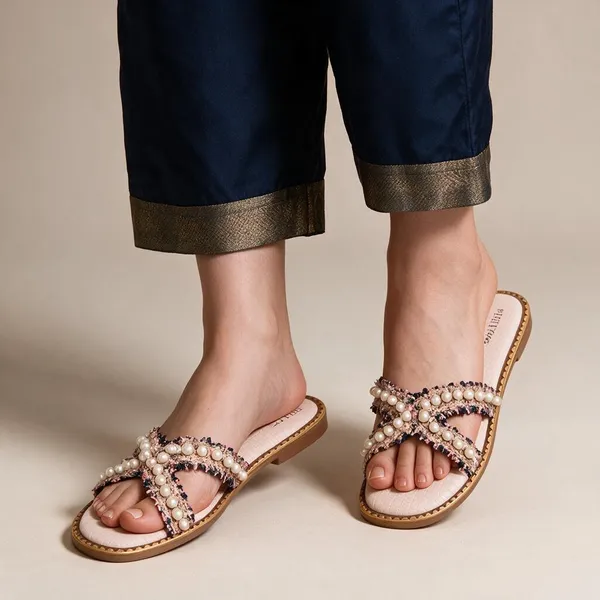 Beige_Synthetic_Slip-On_Pearl_Floral_Flat_Sandals_For_Women