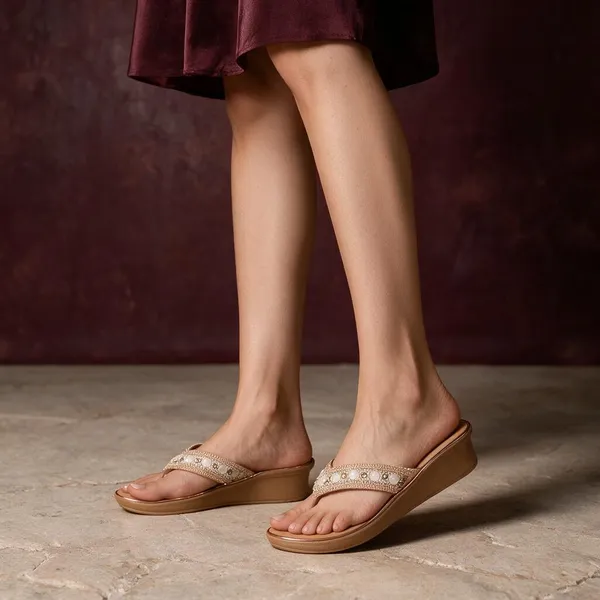 Brown_Synthetic_Open-Toe_Pearl_Stone_Embellished_Wedge_Sandals_For_Women