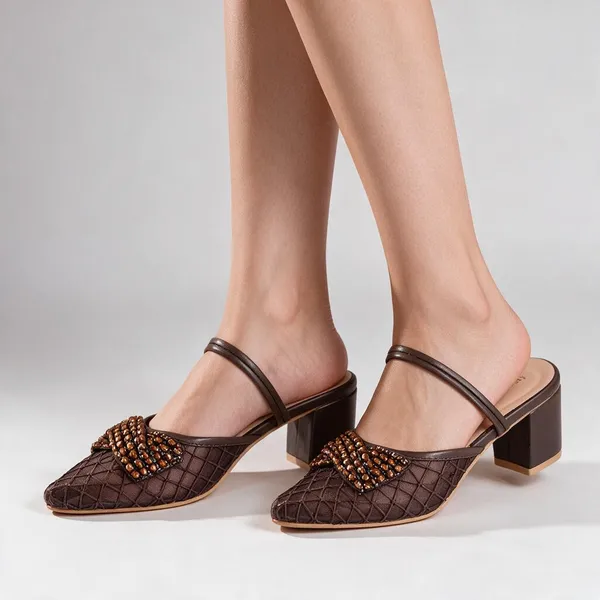Brown_Mesh_Pointed-Toe_Beaded_Slingback_Heels_For_Women