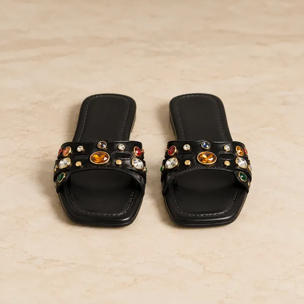 Black_Synthetic_Slip-On_Stone_Embellished_Flat_Sandals_For_Women