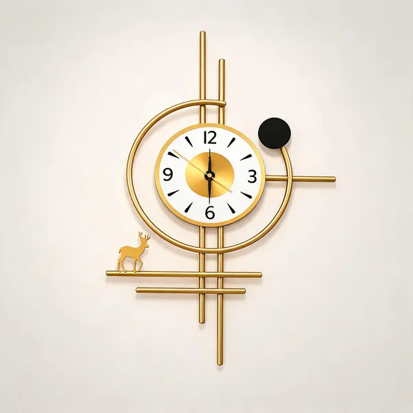 Metal_Modern_Gold_Deer_Motif_Decorative_Wall_Clock