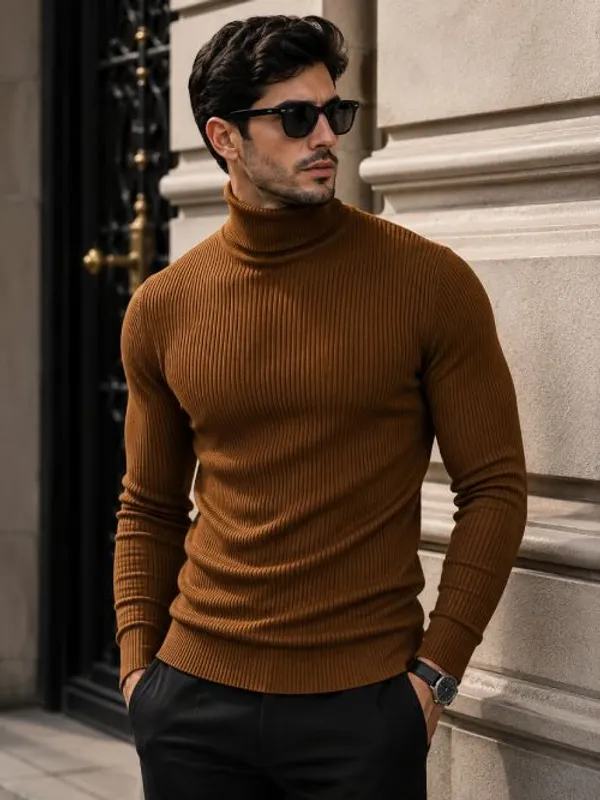 Brown_Woolen_Ribbed_Turtleneck_Pullover_Sweater_For_Men