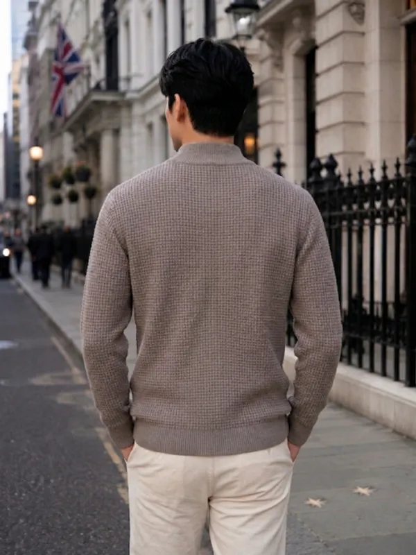 Freaks_Men’s_Textured_Knit_Quarter-Zip_Sweater_|_Full_Sleeve_High_Neck_Winter_Pullover