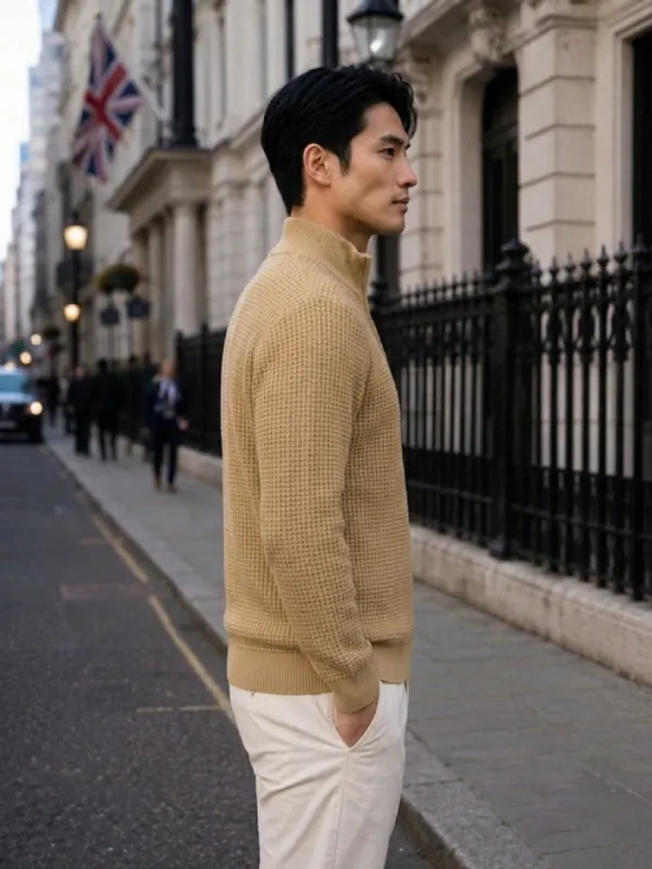 Freaks_Men’s_Textured_Knit_Quarter-Zip_Sweater_|_Full_Sleeve_High_Neck_Winter_Pullover