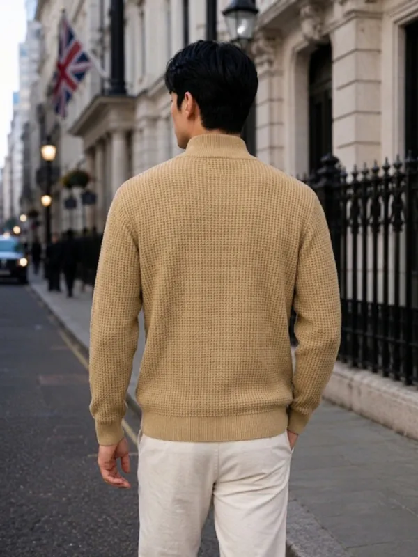 Freaks_Men’s_Textured_Knit_Quarter-Zip_Sweater_|_Full_Sleeve_High_Neck_Winter_Pullover