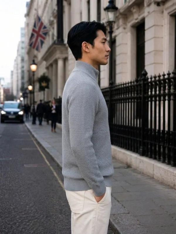 Freaks_Men’s_Textured_Knit_Quarter-Zip_Sweater_|_Full_Sleeve_High_Neck_Winter_Pullover