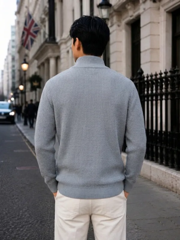 Freaks_Men’s_Textured_Knit_Quarter-Zip_Sweater_|_Full_Sleeve_High_Neck_Winter_Pullover