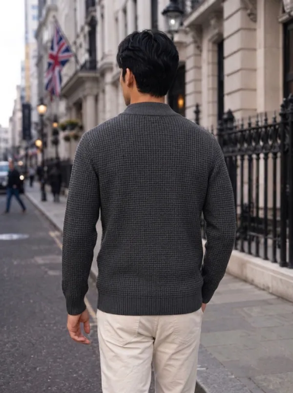 Freaks_Men’s_Textured_Knit_Quarter-Zip_Sweater_|_Full_Sleeve_High_Neck_Winter_Pullover