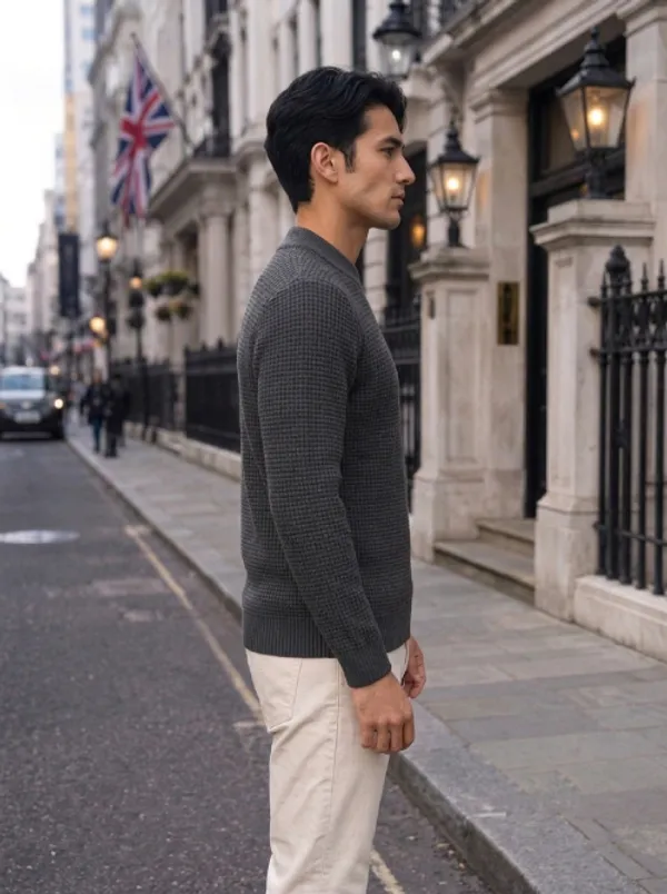 Freaks_Men’s_Textured_Knit_Quarter-Zip_Sweater_|_Full_Sleeve_High_Neck_Winter_Pullover