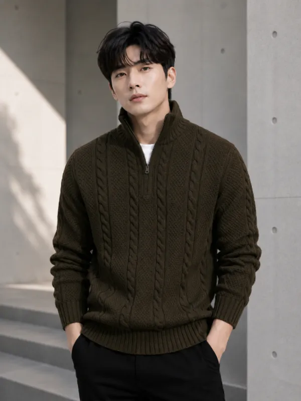 Freaks_Men’s_Cable_Knit_Half-Zip_Sweater_|_Full_Sleeve_Winter_Pullover_for_Men