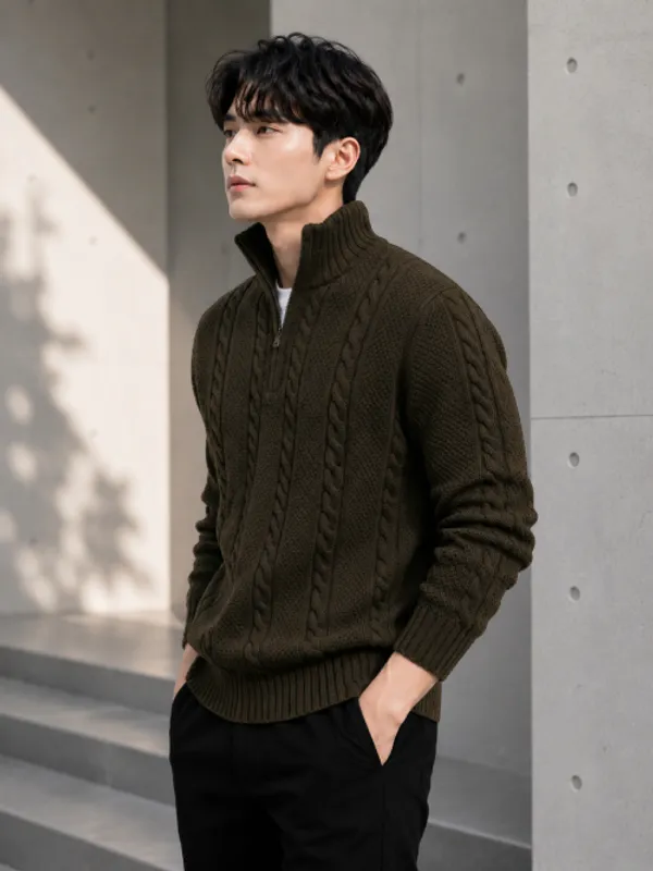 Freaks_Men’s_Cable_Knit_Half-Zip_Sweater_|_Full_Sleeve_Winter_Pullover_for_Men