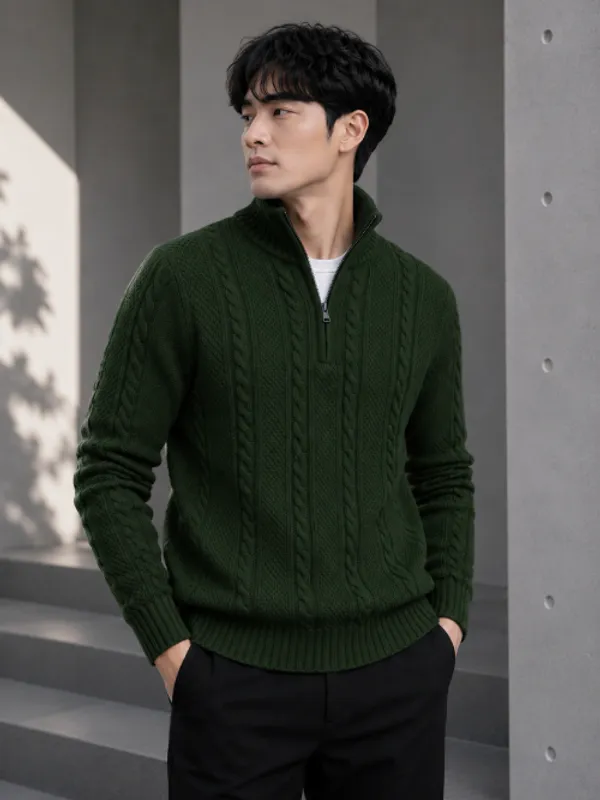 Freaks_Men’s_Cable_Knit_Half-Zip_Sweater_|_Full_Sleeve_Winter_Pullover_for_Men