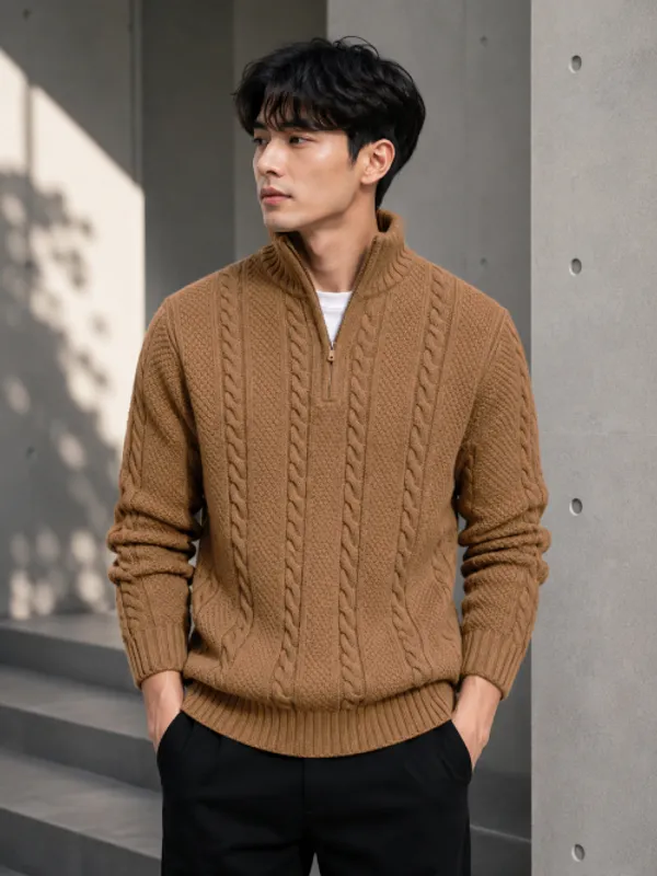 Freaks_Men’s_Cable_Knit_Half-Zip_Sweater_|_Full_Sleeve_Winter_Pullover_for_Men