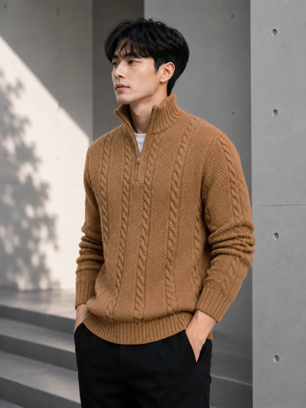 Freaks_Men’s_Cable_Knit_Half-Zip_Sweater_|_Full_Sleeve_Winter_Pullover_for_Men