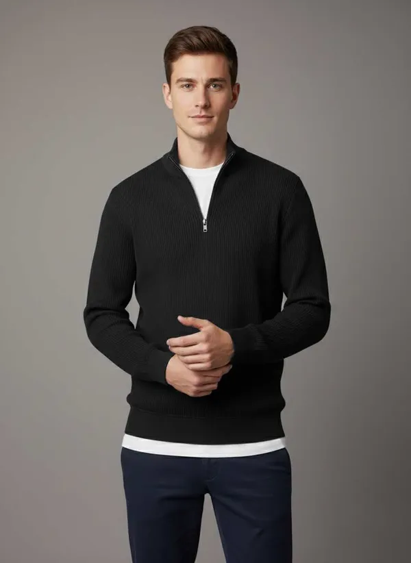 Freaks_Men’s_Ribbed_Knit_Half-Zip_Sweater_|_Full_Sleeve_High_Neck_Winter_Pullover