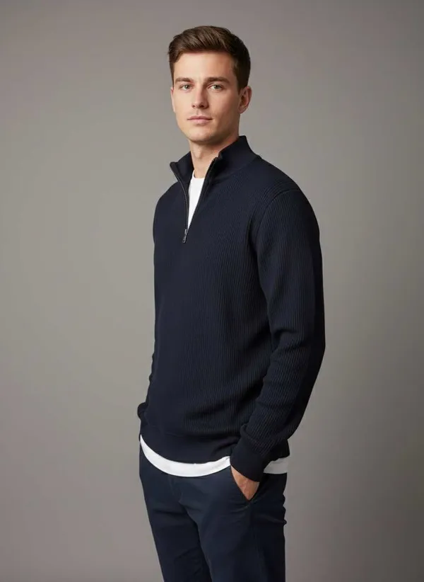 Freaks_Men’s_Ribbed_Knit_Half-Zip_Sweater_|_Full_Sleeve_High_Neck_Winter_Pullover
