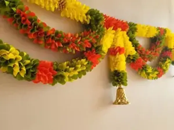 Lemon_Yellow_Festiv_Desiner_Toran_Blended_Orange_And_Green_Colours_With_Bell100cm