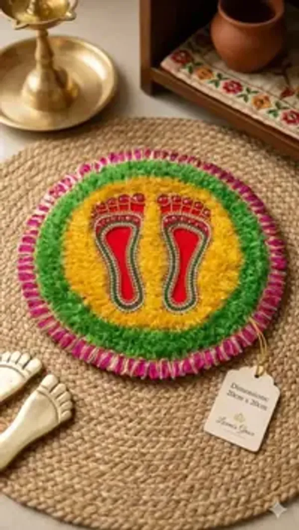 Handmade_Fer_Traditional_Laxmi_Footprint_Patches_With_Rangoli_And_Door_Entrance_Set_Of_2