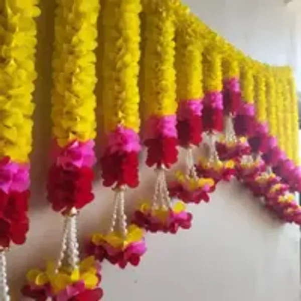 Premium_Lemon_Yellow_Saraswati_Pink_With_Maroon_Toran_Pack_105cm
