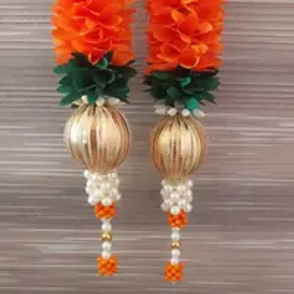 Designer_Floral_Door_Wall_Hanging_Orange_Yellow_Green_4_Feet_Pack_Of_2