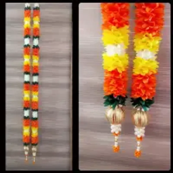 Designer_Floral_Door_Wall_Hanging_Orange_Yellow_Green_4_Feet_Pack_Of_2