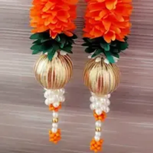 Designer_Floral_Door_Wall_Hanging_Orange_Yellow_Green_4_Feet_Pack_Of_2