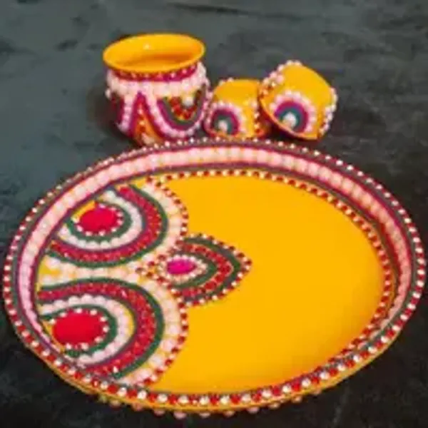 Hand_Crafted_Puja_Thali_Set_Kalash_And_2_Bowls_Included_Yellow