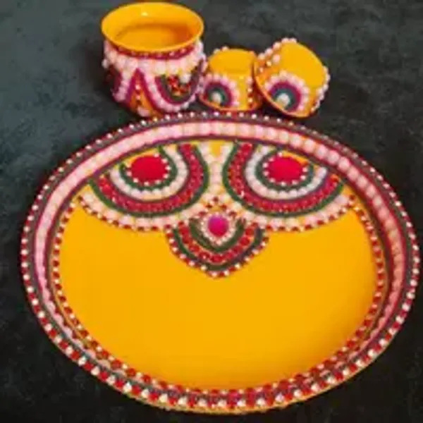Hand_Crafted_Puja_Thali_Set_Kalash_And_2_Bowls_Included_Yellow