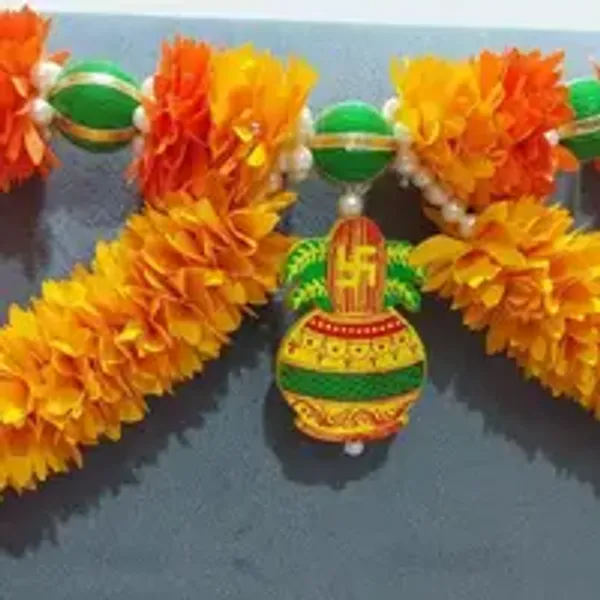 Yellow_Orange_Temple_Toran_With_Kalash