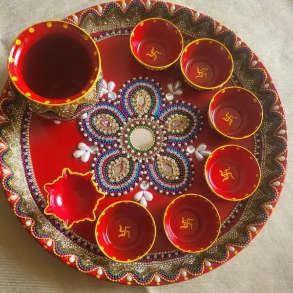 Handcrafted_Puja_Thali_Set_With_Kalash_Diya_And_6_Bowls_30cm_Diamiter_Resine_Coted_Steel_Thali