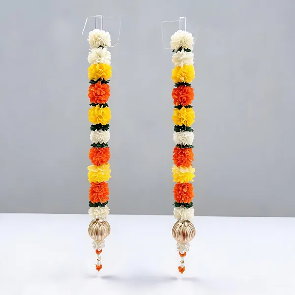 Designer_Floral_Door_Wall_Hanging_Orange_Yellow_Green_4_Feet_Pack_Of_2