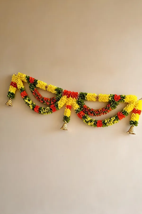 Lemon_Yellow_Festiv_Desiner_Toran_Blended_Orange_And_Green_Colours_With_Bell100Cm