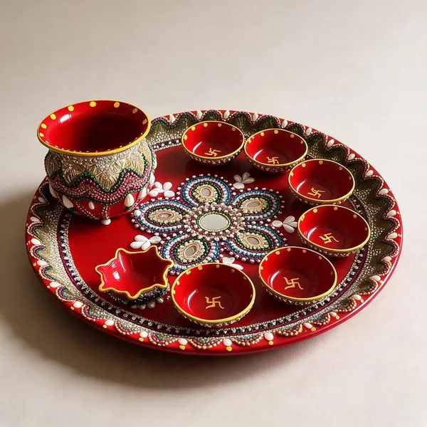 Handcrafted_Puja_Thali_Set_With_Kalash_Diya_And_6_Bowls_30Cm_Diamiter_Resine_Coted_Steel_Thali