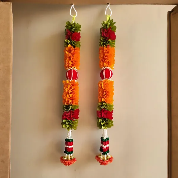 Saraswati_Pink_Floral_Designer_Door_Toran_Set_With_Hanging_100_Cm