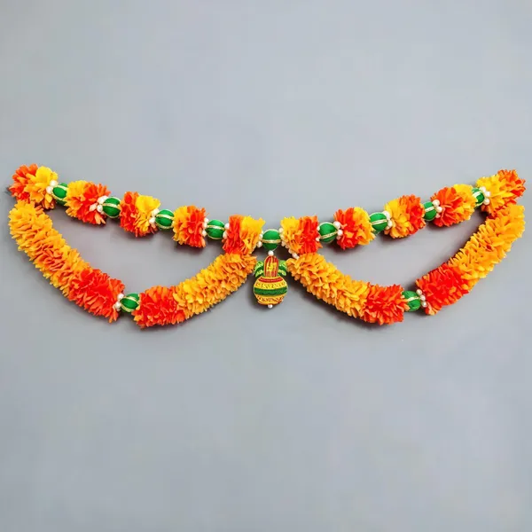 Yellow_Orange_Temple_Toran_With_Kalash