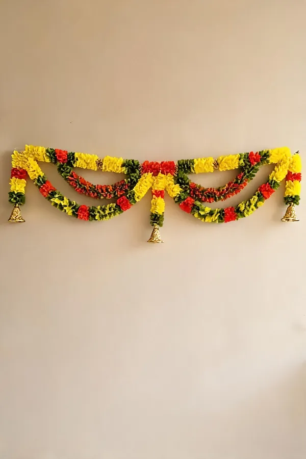 Lemon_Yellow_Festiv_Desiner_Toran_Blended_Orange_And_Green_Colours_With_Bell100Cm